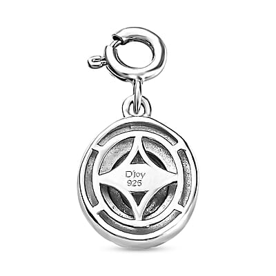 London Blue Topaz Medallion Charm in Platinum Over Sterling Silver 0.40 ctw