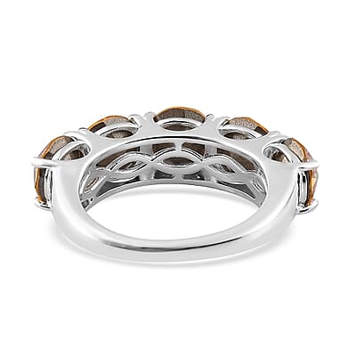 Designer Premium Light Topaz Shimmer Austrian Crystal 5 Stone Ring in Sterling Silver (Size 10.0)