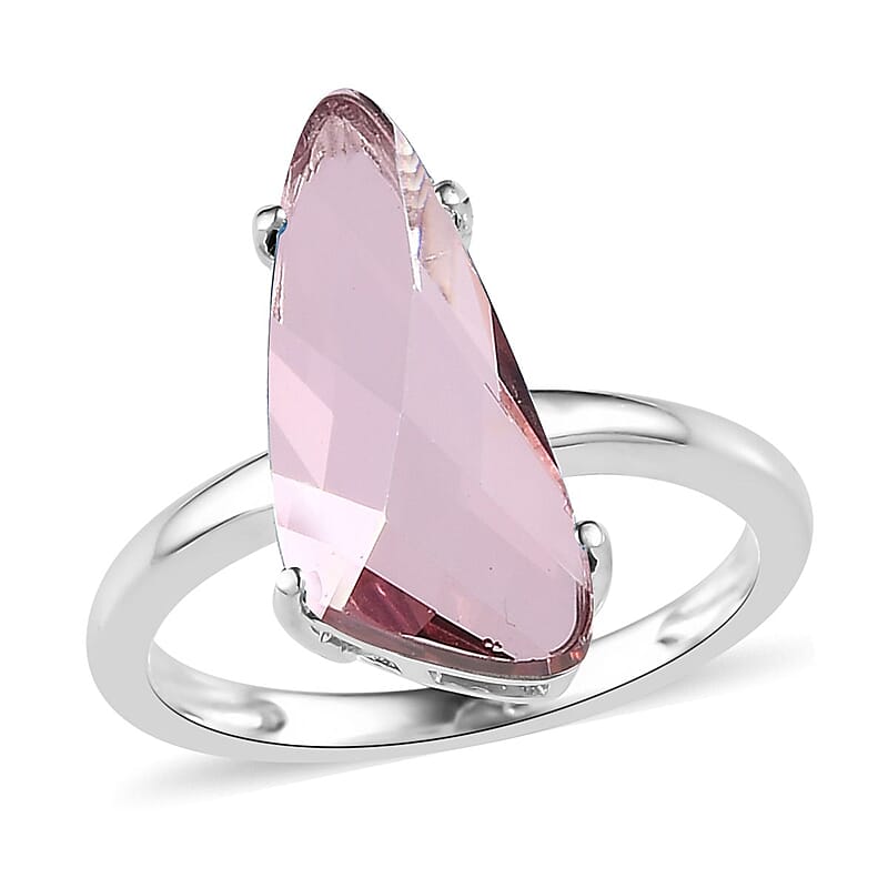 Designer Premium Astral Pink Austrian Crystal Solitaire Ring in Sterling Silver (Size 10.0) 3.30 ctw