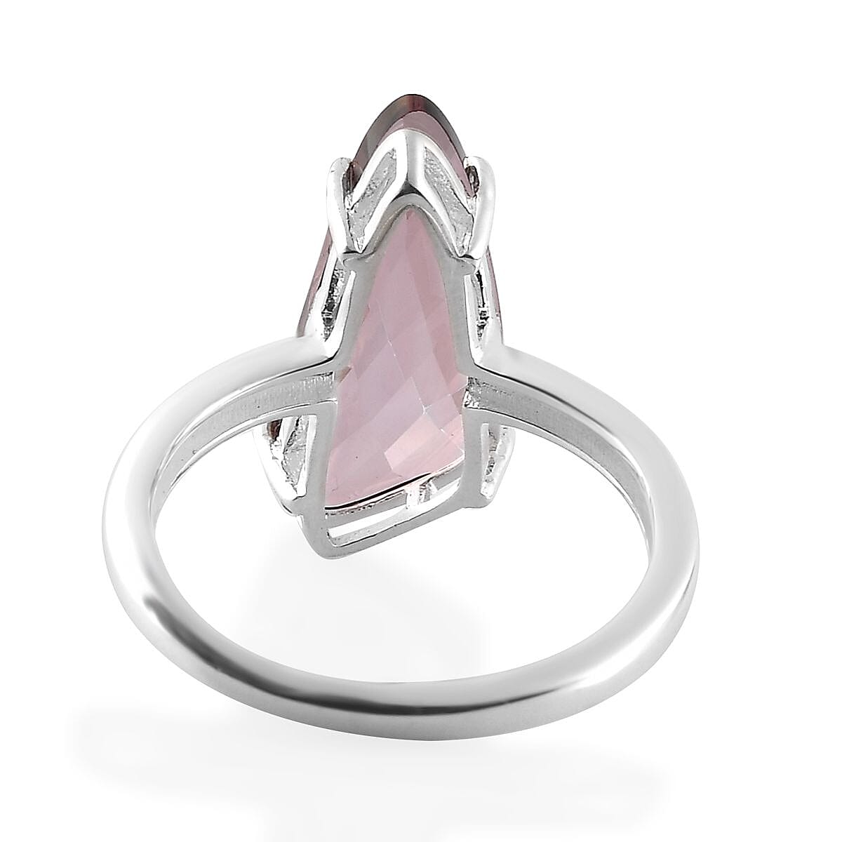 Antique Pink Crystal Solitaire Ring in Sterling Silver (Size 10) 3.30 ctw image number 4