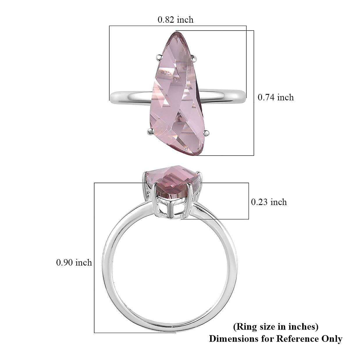 Antique Pink Crystal Solitaire Ring in Sterling Silver (Size 10) 3.30 ctw image number 5