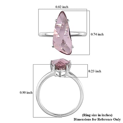 Designer Premium Astral Pink Austrian Crystal Solitaire Ring in Sterling Silver (Size 10.0) 3.30 ctw
