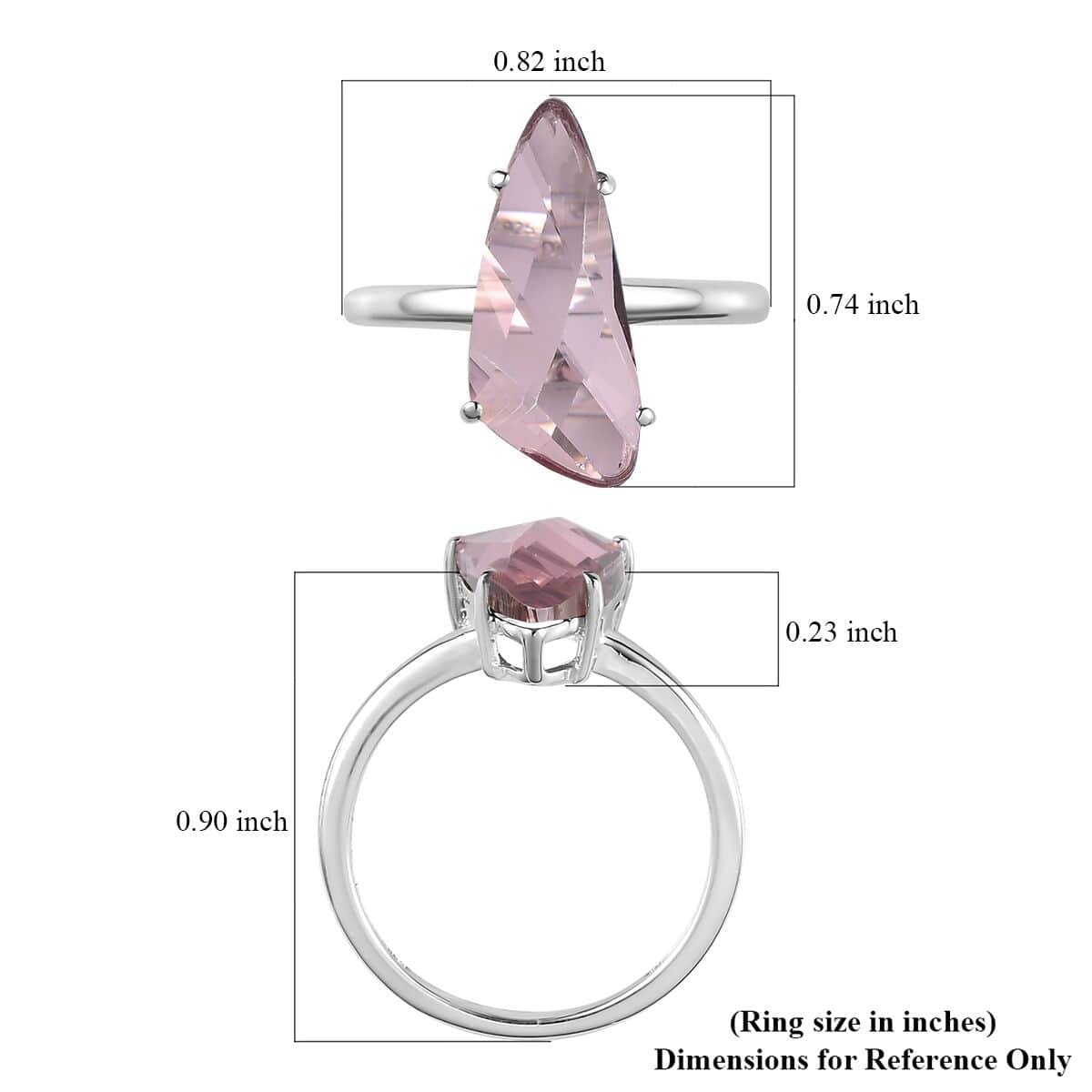 Designer Premium Astral Pink Austrian Crystal Solitaire Ring in Sterling Silver (Size 6.0) 3.30 ctw image number 5