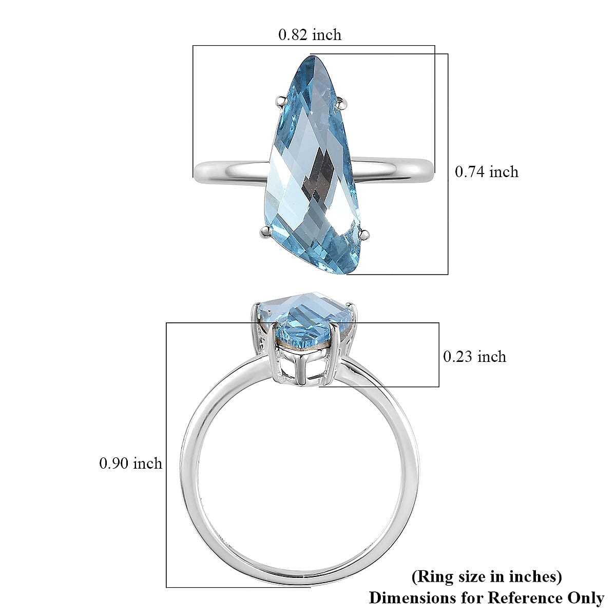 Designer Premium Aquamarine Color Austrian Crystal Solitaire Ring in Sterling Silver (Size 8.0) image number 5