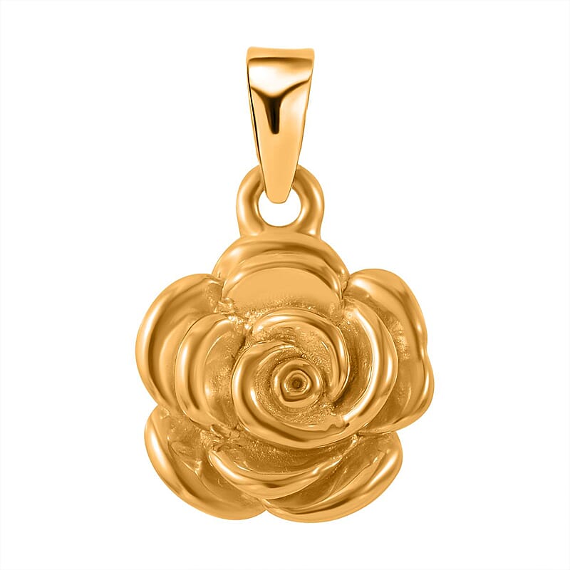 24K Yellow Gold Electroform Rose Pendant 2.50 Grams