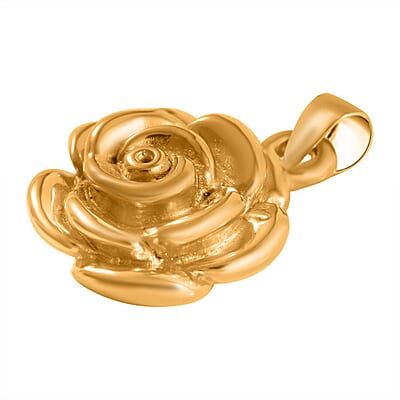 24K Yellow Gold Electroform Rose Pendant 2.50 Grams