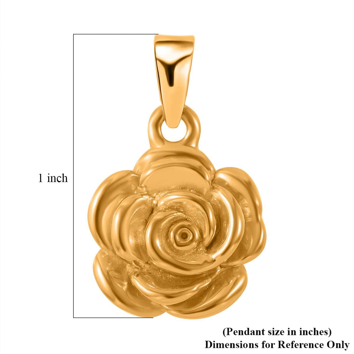 24K Yellow Gold Electroform Rose Pendant 2.50 Grams image number 3