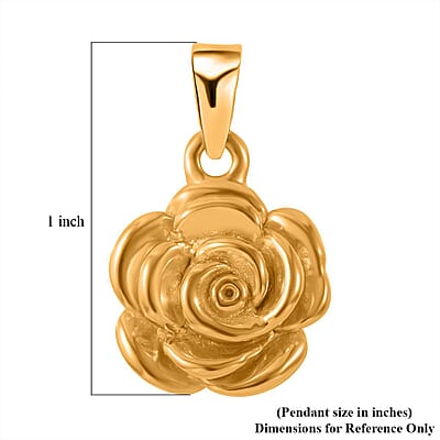 24K Yellow Gold Electroform Rose Pendant 2.50 Grams