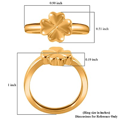24K Yellow Gold Electroform Four Leaf Clover Ring (Size 10.0) 1.40 Grams