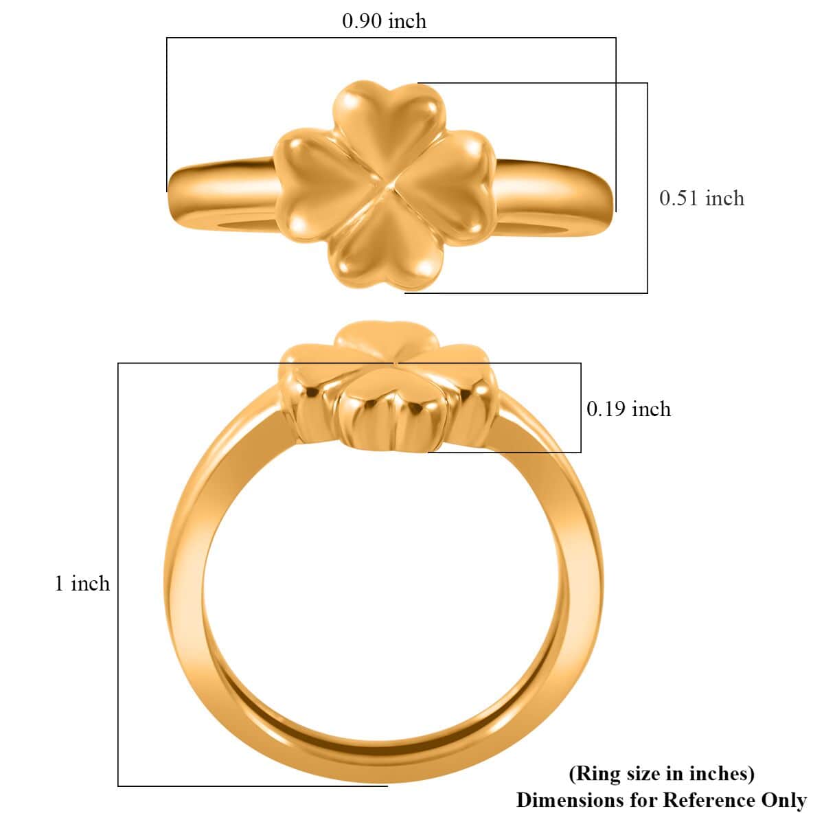 24K Yellow Gold Electroform Four Leaf Clover Ring (Size 6.0) 1.40 Grams image number 4