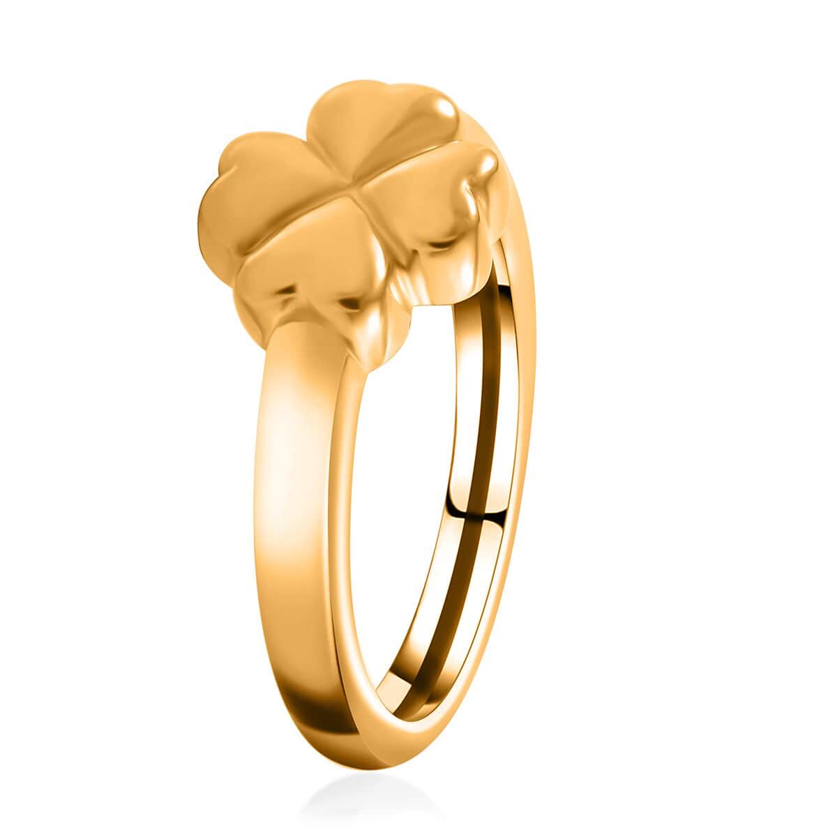 24K Yellow Gold Electroform Four Leaf Clover Ring (Size 7.0) 1.40 Grams image number 2