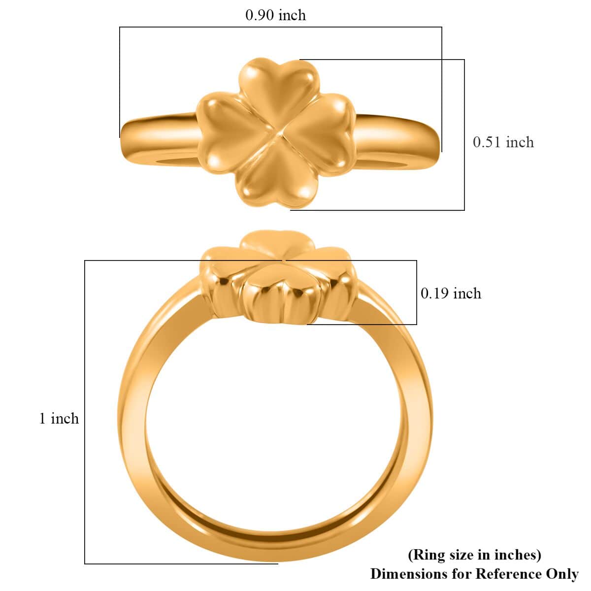 24K Yellow Gold Electroform Four Leaf Clover Ring (Size 9.0) 1.40 Grams image number 4