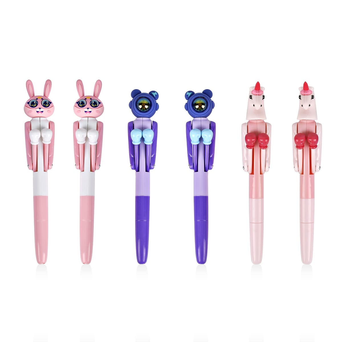 Set of 6 Boxing Pens - Astronaut, Rabbit, Unicorn (Black Ink) image number 0