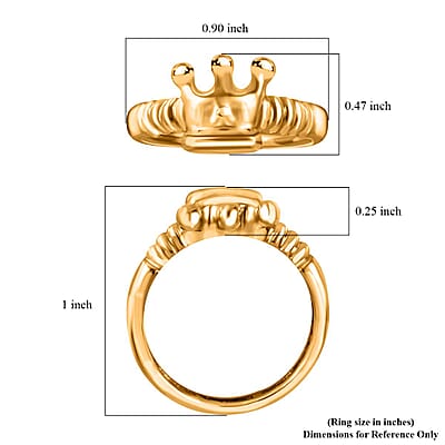 24K Yellow Gold Electroform Crown Ring (Size 6.0) 1.80 Grams