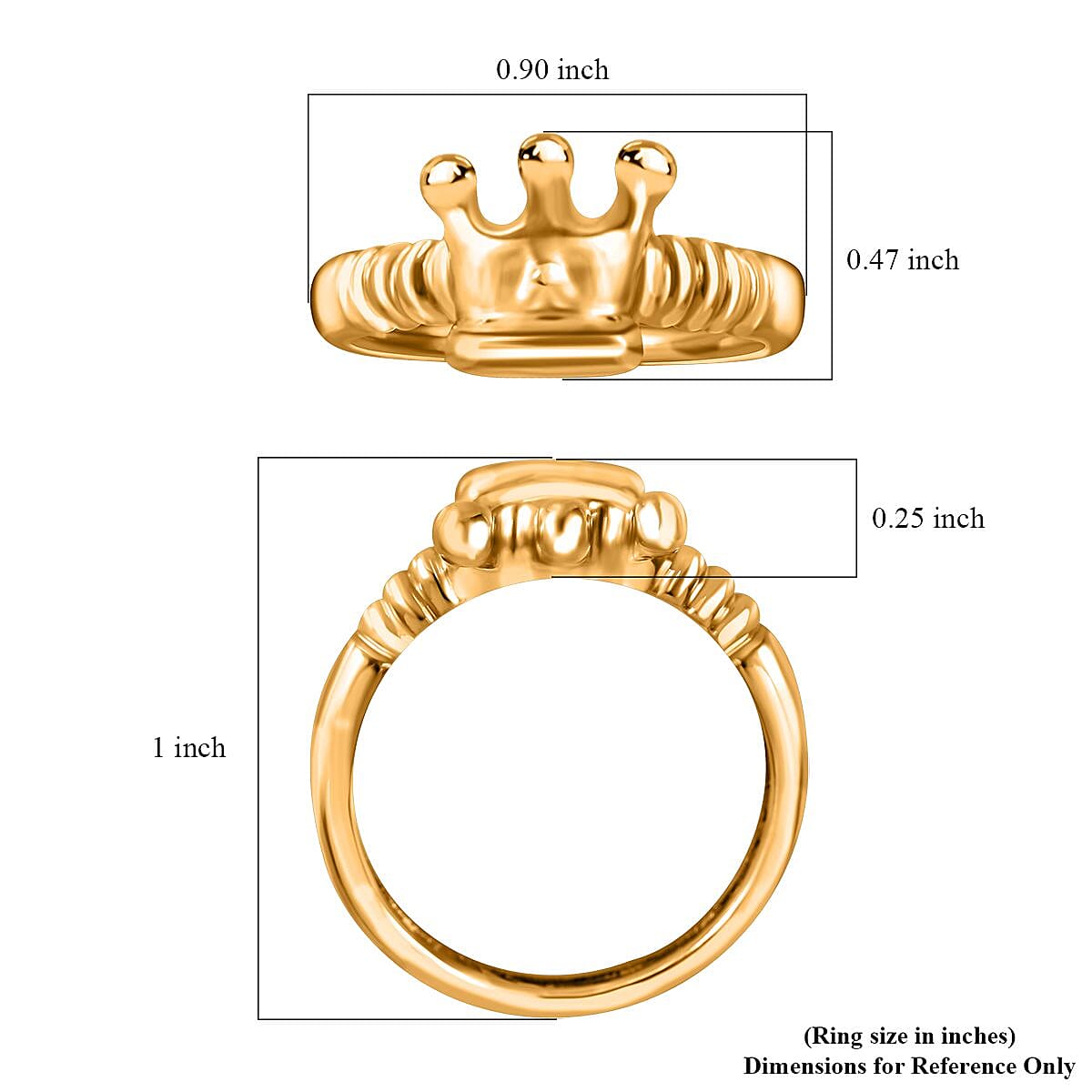 24K Yellow Gold Electroform Crown Ring (Size 8.0) 1.80 Grams image number 4