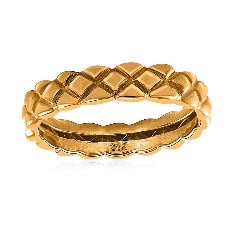 24K Yellow Gold Electroform Cross Ring (Size 10.0) 1.50 Grams