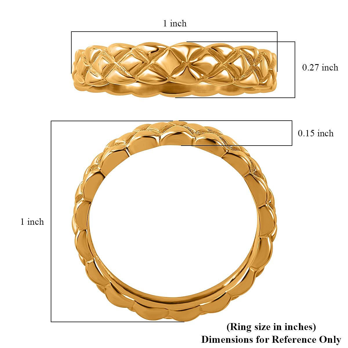 24K Yellow Gold Electroform Cross Ring (Size 10.0) 1.50 Grams