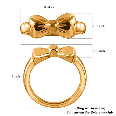  24K Yellow Gold Electroform Bow Ring (Size 6.0) 1.50 Grams