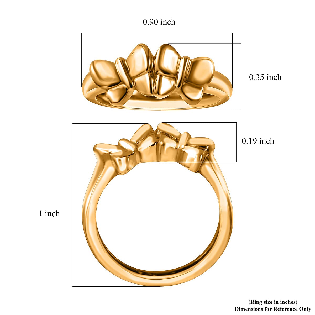 24K Yellow Gold Electroform Butterfly Ring (Size 8.0) 1.55 Grams image number 4