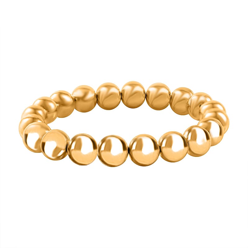 24K Yellow Gold Electroform Ball Beaded Bracelet (7.25 In) 12.65 Grams