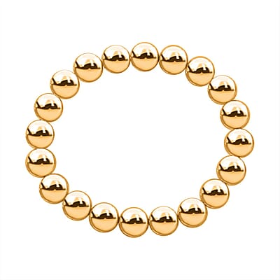 24K Yellow Gold Electroform Ball Beaded Bracelet (7.25 In) 12.65 Grams