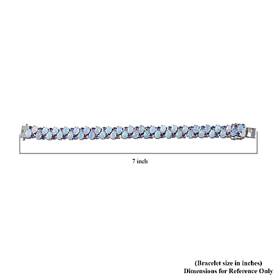 Premium Ethiopian Welo Opal and Tanzanite Bracelet in Platinum Over Sterling Silver (6.50 In) 15.40 ctw