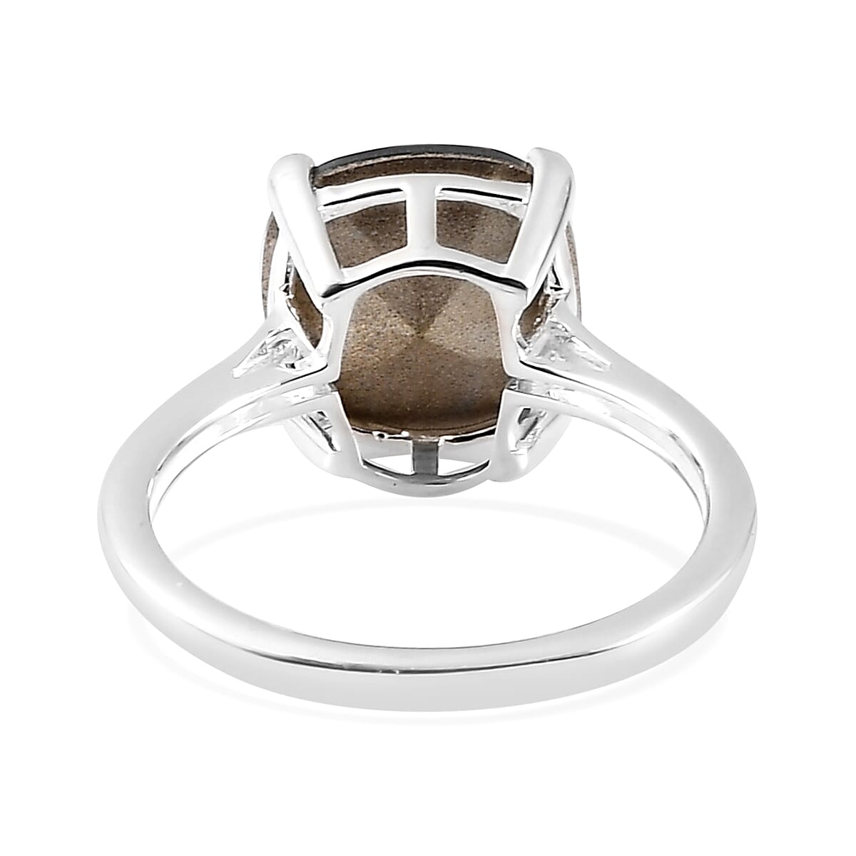 Bronze Shade Crystal Solitaire Ring in Sterling Silver (Size 6.0)