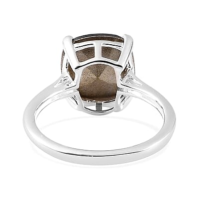 Bronze Shade Crystal Solitaire Ring in Sterling Silver (Size 6.0)
