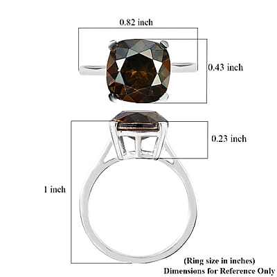 Bronze Shade Crystal Solitaire Ring in Sterling Silver (Size 6.0)