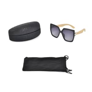UV400 and Polarized PC Sunglasses with Bamboo Temples, Pouch and Case