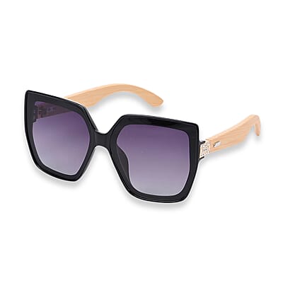 UV400 and Polarized PC Sunglasses with Bamboo Temples, Pouch and Case