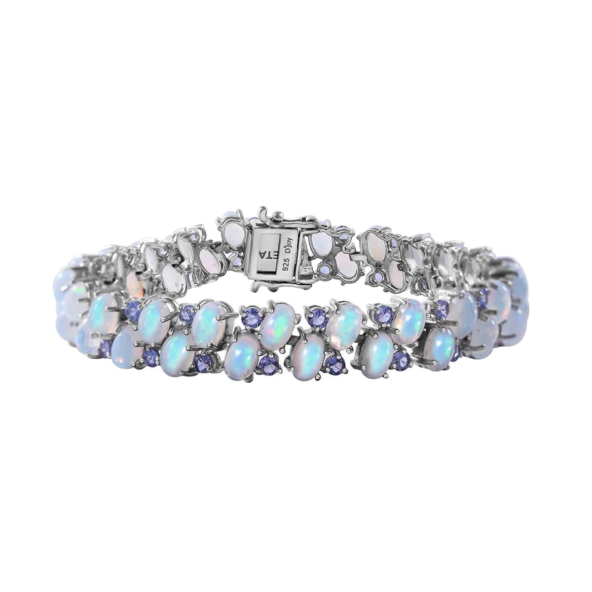 Premium Ethiopian Welo Opal and Tanzanite 16.90 ctw Bracelet in Platinum Over Sterling Silver (7.25 In) image number 0