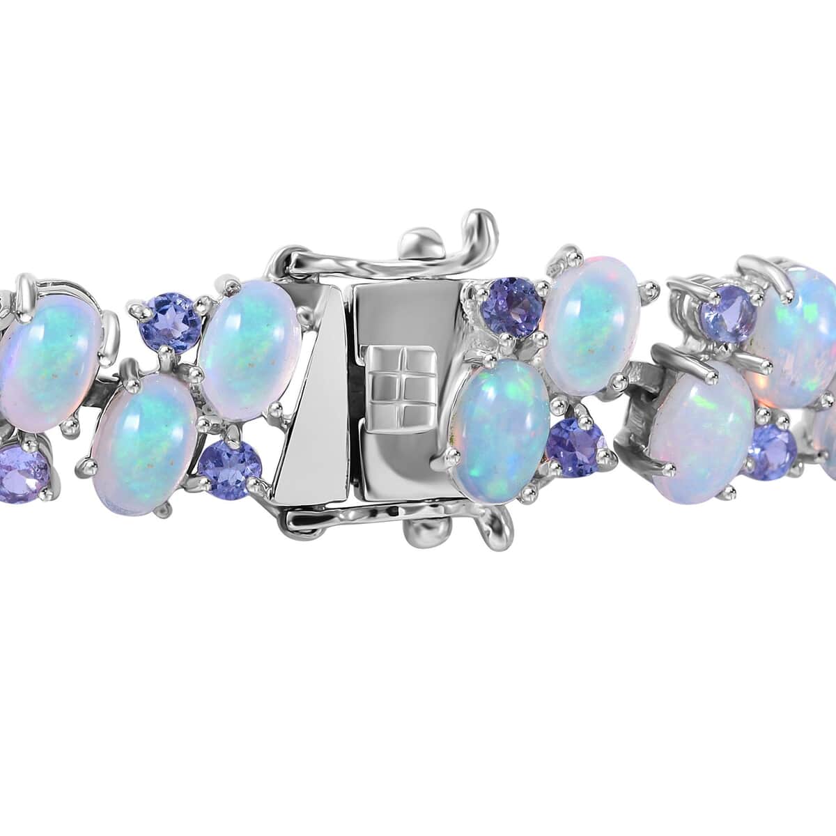 Premium Ethiopian Welo Opal and Tanzanite Bracelet in Platinum Over Sterling Silver (7.25 In) 16.90 ctw image number 2