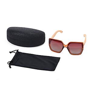 UV400 and Polarized PC Sunglasses with Bamboo Temples, Pouch and Case