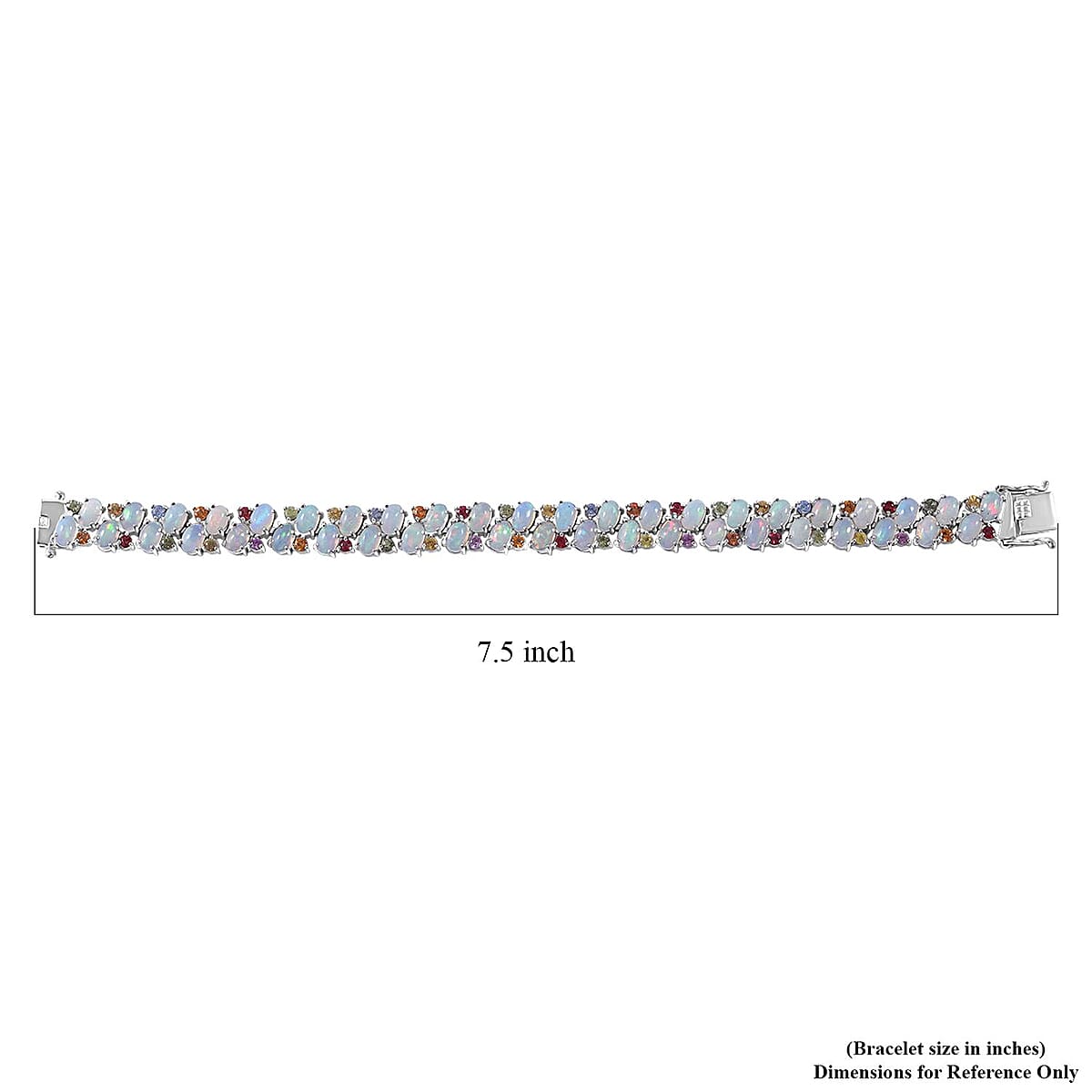 Premium Ethiopian Welo Opal and Multi Sapphire Bracelet in Platinum Over Sterling Silver (7.25 In) 17.60 ctw image number 3