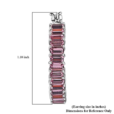 Designer Premium Light Amethyst Austrian Crystal Inside Out Hoop Earrings in Sterling Silver