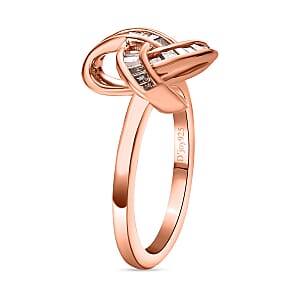 D'Joy Natural Champagne Diamond 0.25 ctw Knot Ring in Vermeil Rose Gold Over Sterling Silver (Size 10.0)