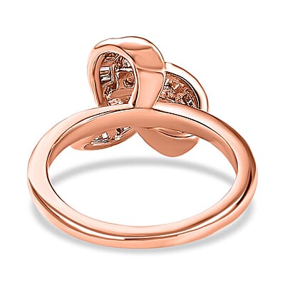 Natural Champagne Diamond 0.25 ctw Knot Ring in Vermeil Rose Gold Over Sterling Silver (Size 10.0)