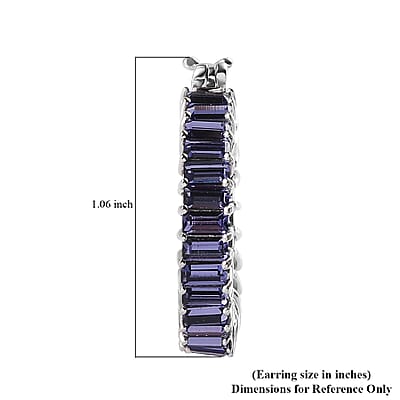 Tanzanite Color Crystal Inside Out Hoop Earrings in Platinum Over Sterling Silver