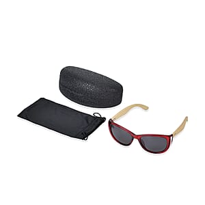 UV400 and Polarized PC Sunglasses with Bamboo Temples, Pouch and Case