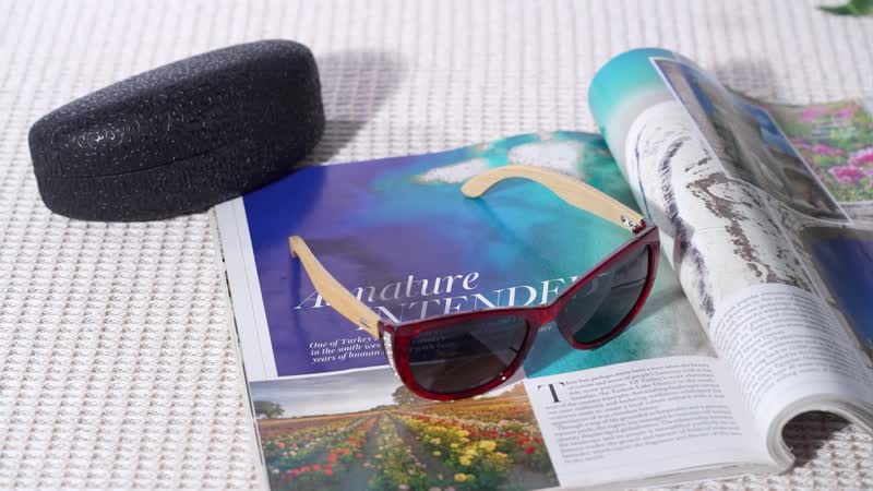 UV400 Signature Sunglasses with Bamboo Temples and Case
