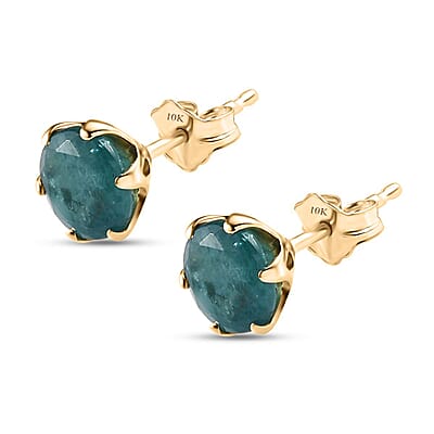 Luxoro 10K Yellow Gold Premium Grandidierite Solitaire Stud Earrings 1.80 ctw