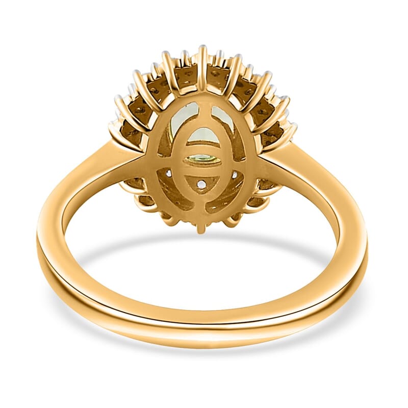 Tsavorite Garnet, Yellow Sapphire, Diamond Sunburst Ring in Vermeil Yellow Gold Over Sterling Silver (Size 10.0) 1.20 ctw