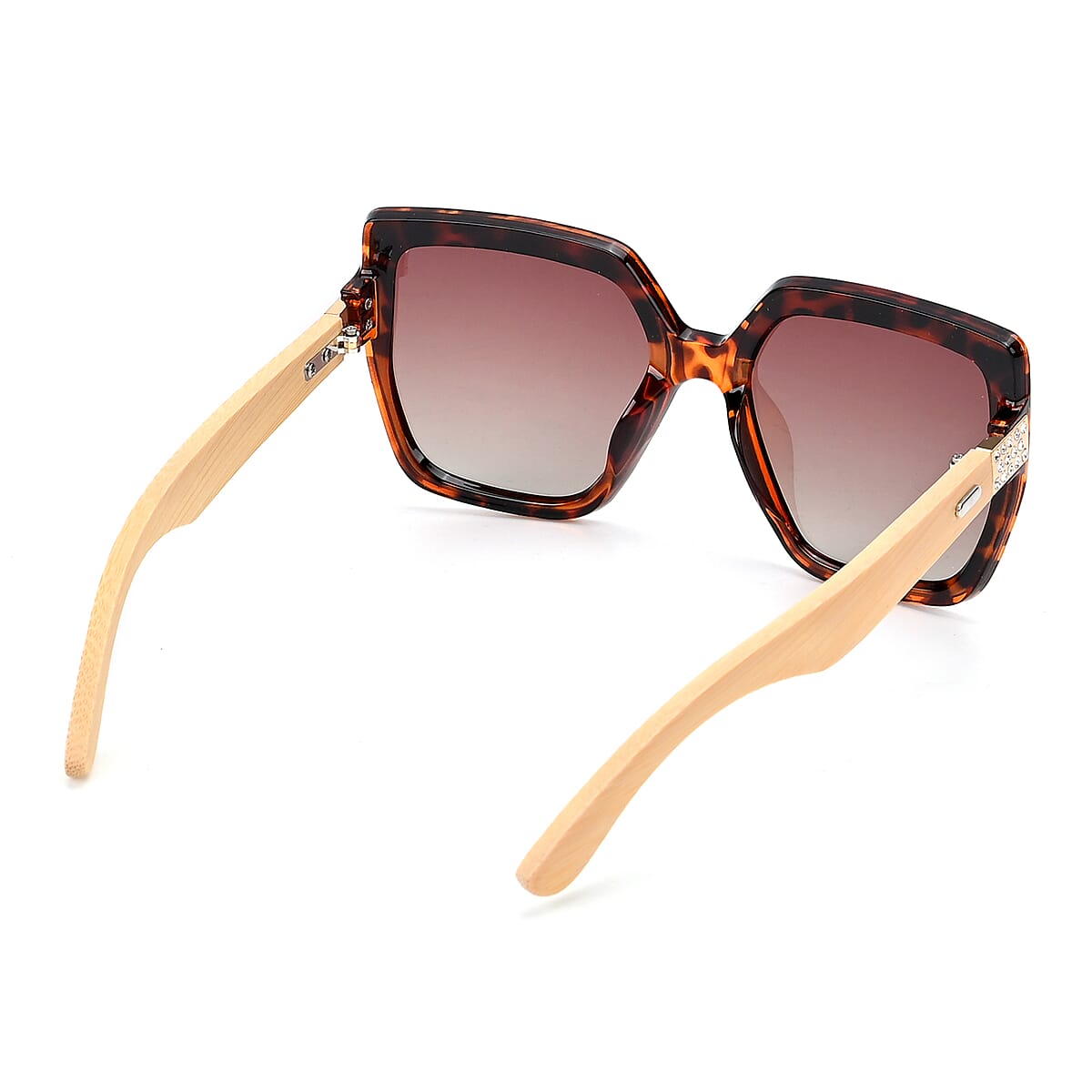 UV400 and Polarized PC Sunglasses with Bamboo Temples, Pouch and Case image number 2