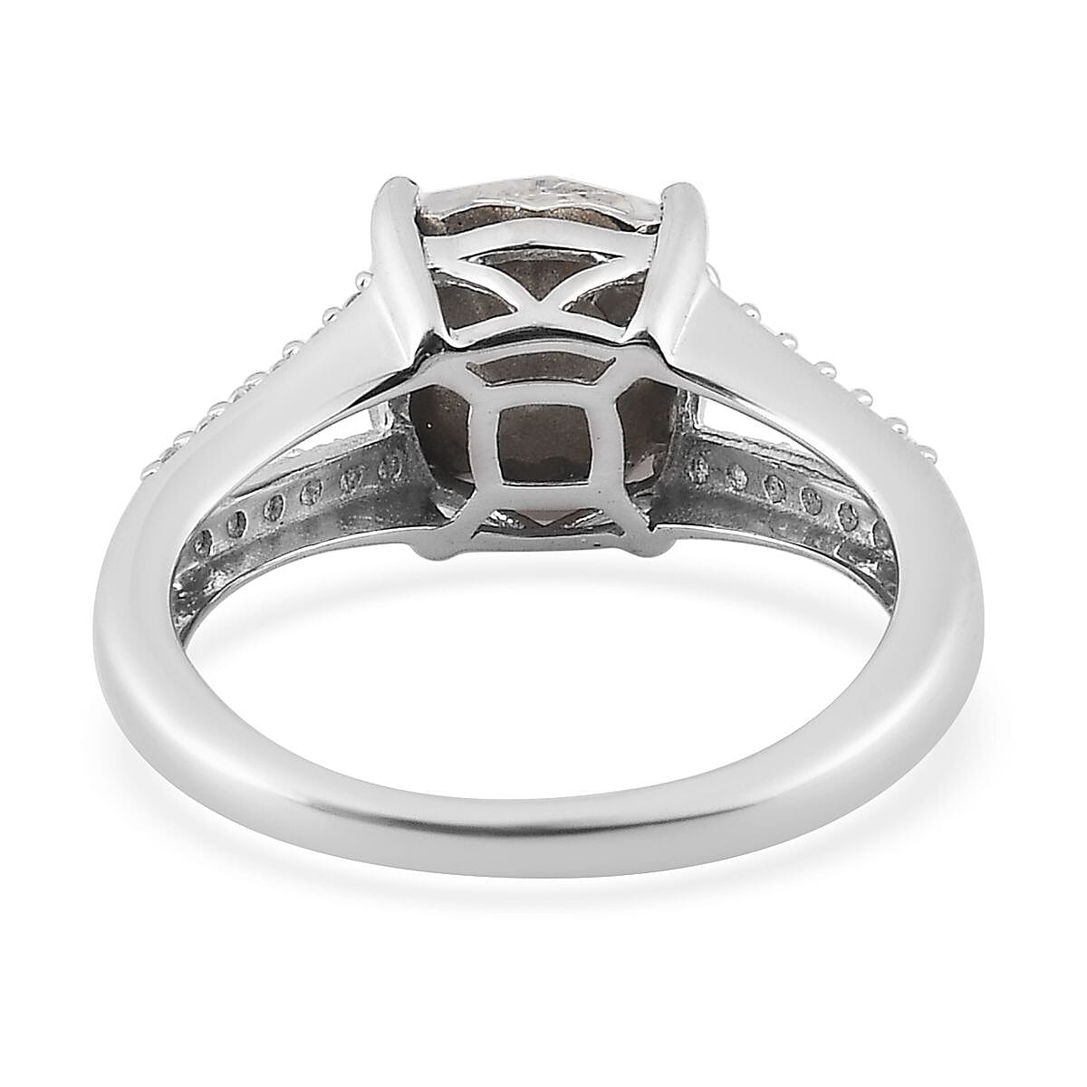 White Crystal and Simulated Diamond Ring in Platinum Over Sterling Silver (Size 10.0) 0.30 ctw
