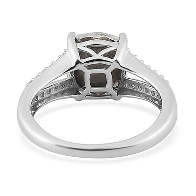 White Crystal and Simulated Diamond Ring in Platinum Over Sterling Silver (Size 10.0) 0.30 ctw