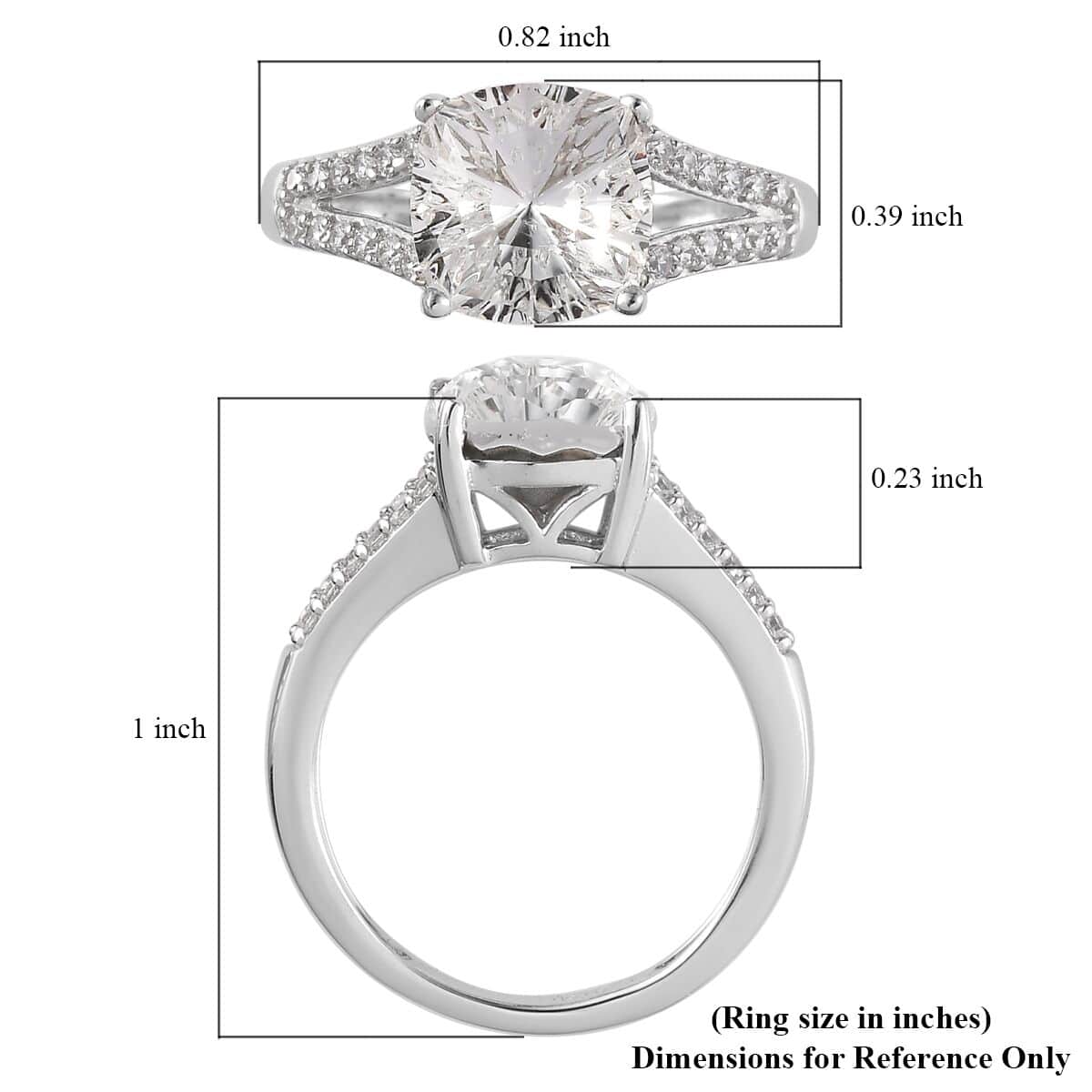 White Crystal and Simulated Diamond Ring in Platinum Over Sterling Silver (Size 10.0) 0.30 ctw image number 5