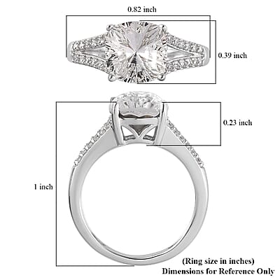 White Crystal and Simulated Diamond Ring in Platinum Over Sterling Silver (Size 10.0) 0.30 ctw
