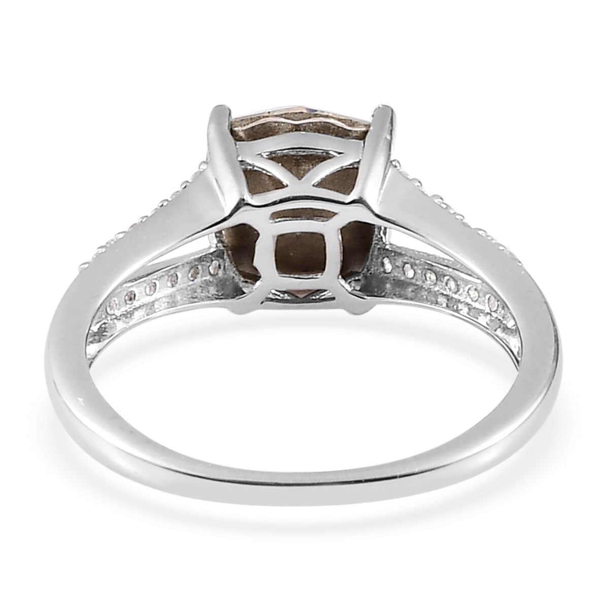 Aurora Borealis Crystal and Simulated Diamond Ring in Platinum Over Sterling Silver (Size 7.0) 0.30 ctw image number 4