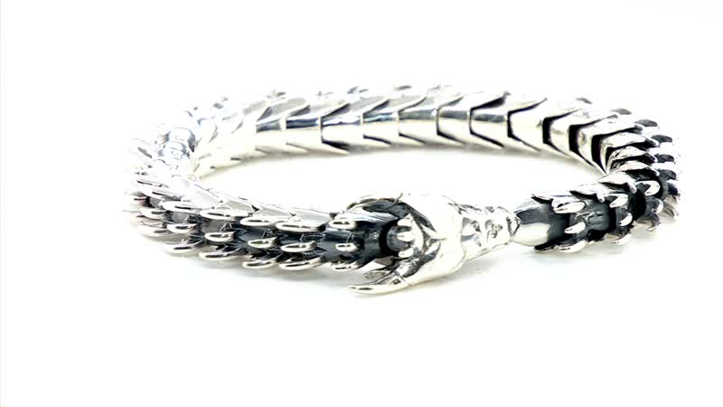Bali Legacy Sterling Silver Dragon Bracelet (6.50 In) 59 Grams